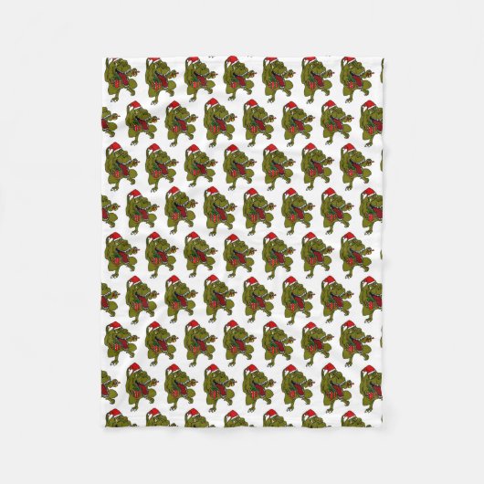 Kerstdinosaur Snowflake Fleece Blanket (Voorkant)
