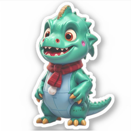 Kerstdinosaur Sticker (Voorkant)