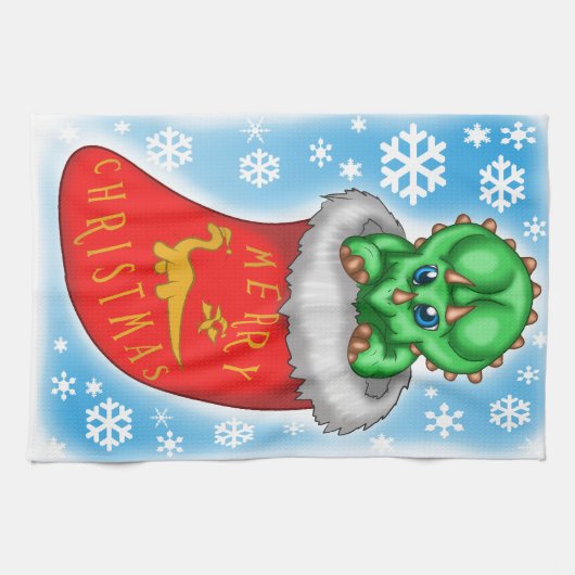 Kerstdinosaur Theedoek (Horizontaal)