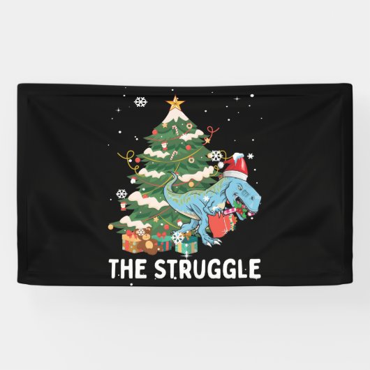 kerstdinosaur Tree Rex Pajamas Struggle Spandoek (Horizontaal)