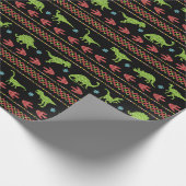 Kerstdinosauriërs Knit Embroized Fair Isle Cadeaupapier (Hoek)