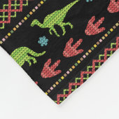 Kerstdinosauriërs Knit Embroized Fair Isle Fleece Deken (Hoek)