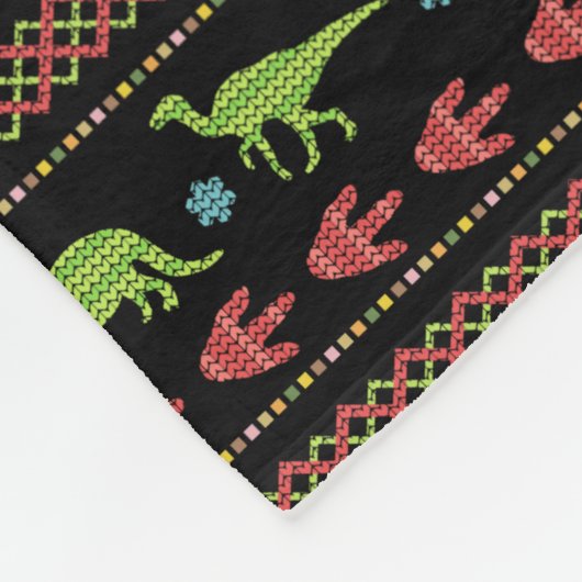 Kerstdinosauriërs Knit Embroized Fair Isle Fleece Deken (Hoek)