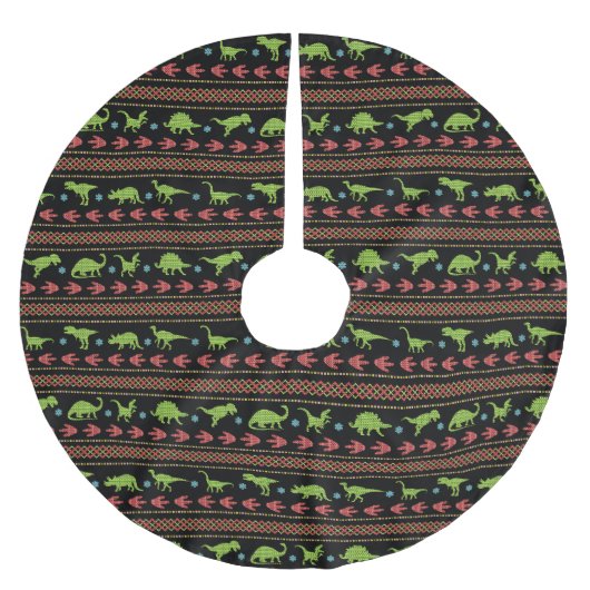 Kerstdinosauriërs Knit Embroized Fair Isle Kerstboom Rok (Voorkant)