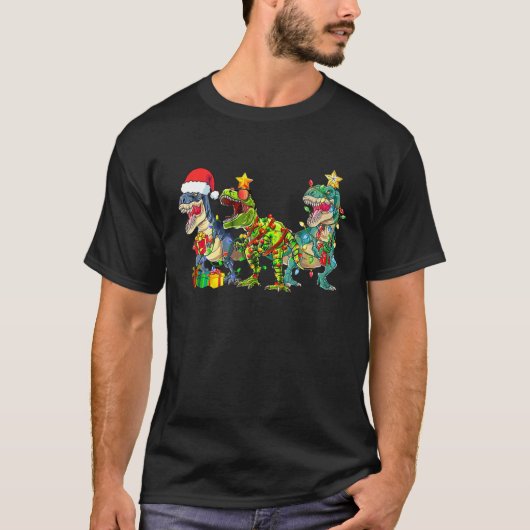 Kerstdinosaurr T Rex Cute Santa Pasa Boom Rex T-shirt (Voorkant)