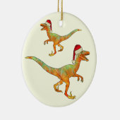 Kerstdinosaurr Velociraptor santa Keramisch Ornament (Rechts)