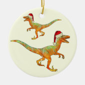 Kerstdinosaurr Velociraptor santa Keramisch Ornament (Voorkant)