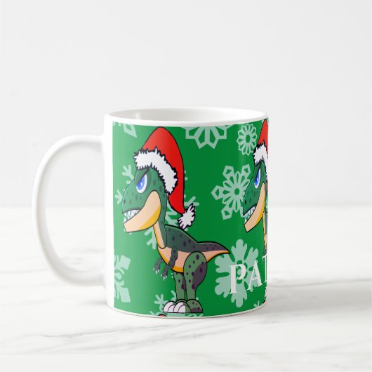 Kerstdinosaurus Cute Green Kinderen Hot Chocolade Koffiemok (Links)