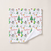 Kerstdinosaurus en sneeuwman bad handdoek (Wasdoekje)