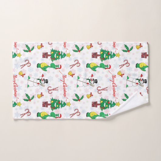 Kerstdinosaurus en sneeuwman bad handdoek (Handdoek)