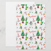 Kerstdinosaurus en sneeuwman briefpapier (Voorkant / Achterkant)