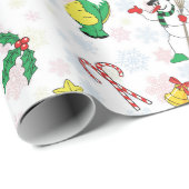 Kerstdinosaurus en sneeuwman cadeaupapier (Rol Hoek)