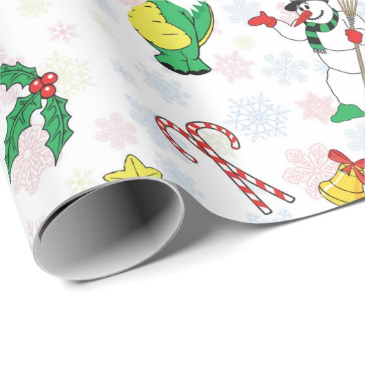 Kerstdinosaurus en sneeuwman cadeaupapier (Rol Hoek)