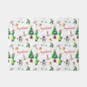 Kerstdinosaurus en sneeuwman deurmat (Voorkant)