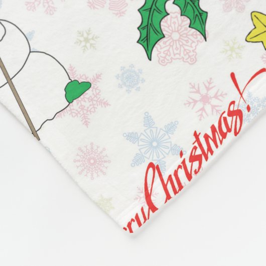 Kerstdinosaurus en sneeuwman fleece deken (Hoek)