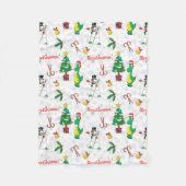 Kerstdinosaurus en sneeuwman fleece deken (Voorkant)