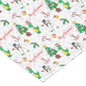 Kerstdinosaurus en sneeuwman korte tafelloper (Hoek)