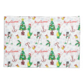 Kerstdinosaurus en sneeuwman kussensloop (Achterkant)