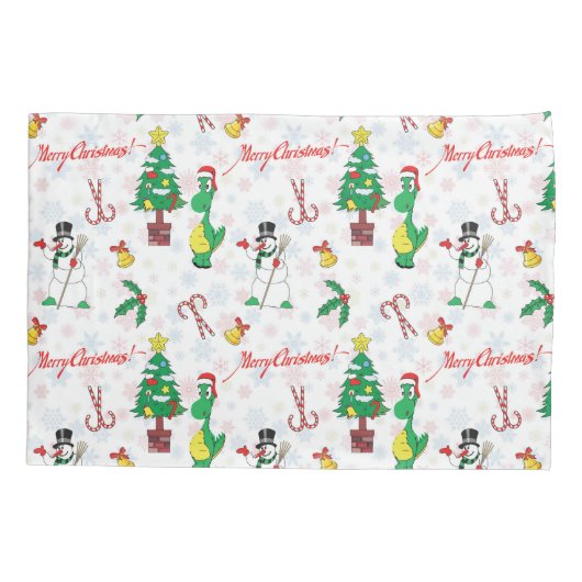 Kerstdinosaurus en sneeuwman kussensloop (Achterkant)