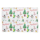 Kerstdinosaurus en sneeuwman kussensloop (Voorkant)