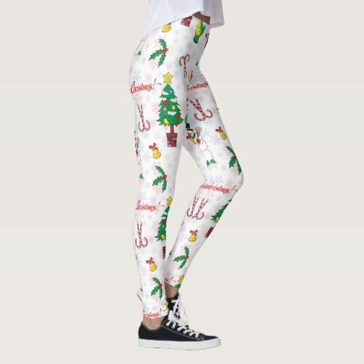 Kerstdinosaurus en sneeuwman leggings (Rechts)