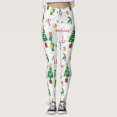Kerstdinosaurus en sneeuwman leggings (Voorkant)