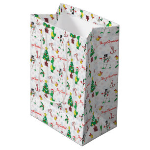 Kerstdinosaurus en sneeuwman medium cadeauzakje