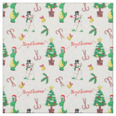 Kerstdinosaurus en sneeuwman stof (Swatch)