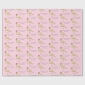 Kerstdinosaurus gepersonaliseerde meisjesnaam cadeaupapier (Vlak)