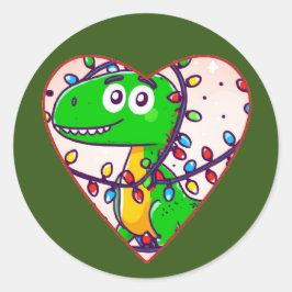 Kerstdinosaurus in lichte cartoon leuk ronde sticker
