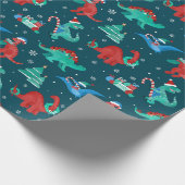 Kerstdinosaurus Kinder leuke wintervakantie Cadeaupapier (Hoek)