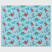 Kerstdinosaurus Kinder leuke wintervakantie Cadeaupapier (Vlak)