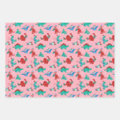 Kerstdinosaurus Kinder leuke wintervakantie Inpakpapier Vel (Voorkant 3)