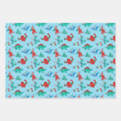 Kerstdinosaurus Kinder leuke wintervakantie Inpakpapier Vel (Voorkant 3)