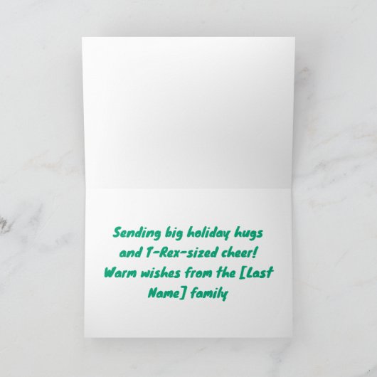 Kerstdinosaurus - Merry Rex-Mas! 2 Feestdagen Kaart (Binnen)