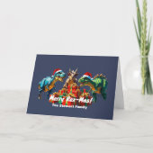 Kerstdinosaurus - Merry Rex-Mas! 2 Feestdagen Kaart (Voorkant)