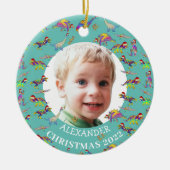 kerstdinosaurus Persoonlijke foto 2022 keramiek Keramisch Ornament (Voorkant)