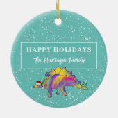 kerstdinosaurus Persoonlijke foto 2022 keramiek Keramisch Ornament (Achterkant)
