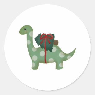 kerstdinosaurus ronde sticker
