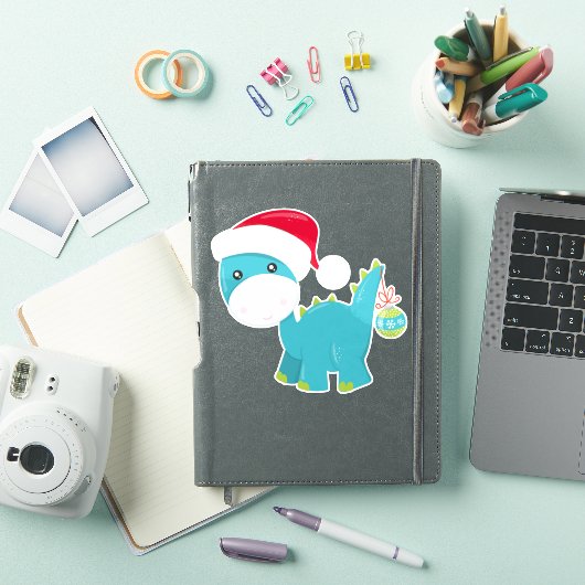 Kerstdinosaurus, Santa Hat, Dino, Brontosaurus Sticker (iPad Cover)