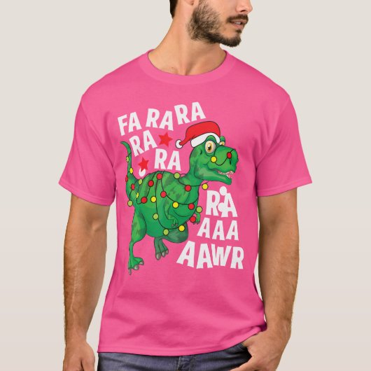 Kerstdinosaurus Santa Hat Fa Ra Rawr T-Rex X T-shirt (Voorkant)