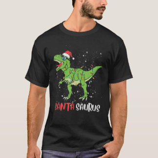 Kerstdinosaurus Santa Saurus T Rex Funny Pajama T-shirt