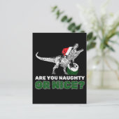 Kerstdinosaurus Santa T-Rex Feestdagenkaart (Staand voorkant)