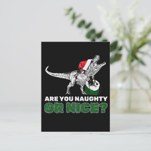 Kerstdinosaurus Santa T-Rex Feestdagenkaart (Staand voorkant)