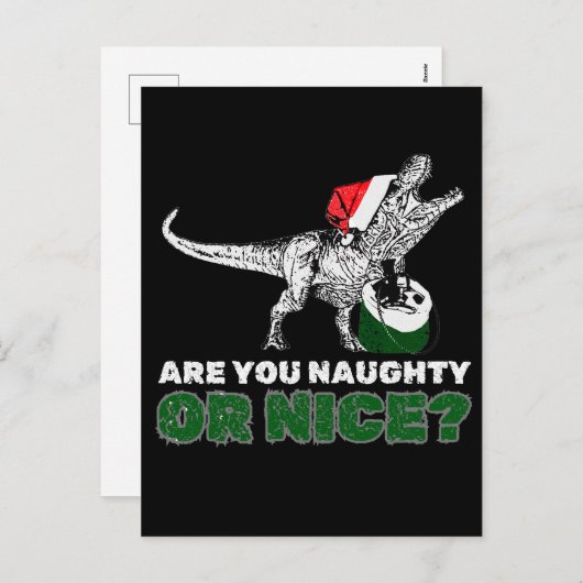 Kerstdinosaurus Santa T-Rex Feestdagenkaart (Voorkant / Achterkant)