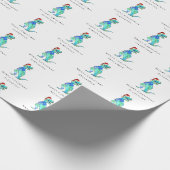 Kerstdinosaurus T-Rex gepersonaliseerd Cadeaupapier (Hoek)
