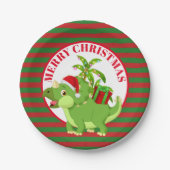 kerstdinosaurus voor feestvieren: berichtpapier bo papieren bordje (Voorkant)