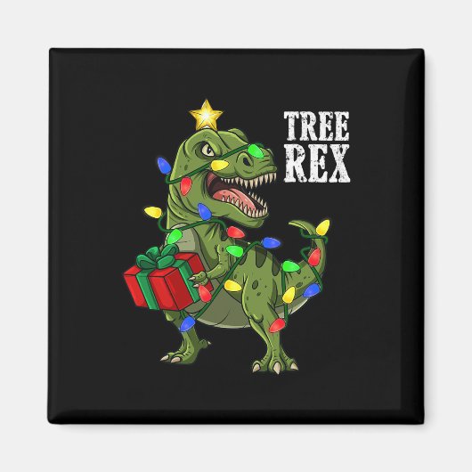 kerstdinosaurusboom Rex boys Girls Kinder Xmas G Magneet (Voorkant)