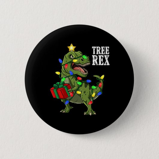 kerstdinosaurusboom Rex boys Girls Kinder Xmas G Ronde Button 5,7 Cm (Voorkant)