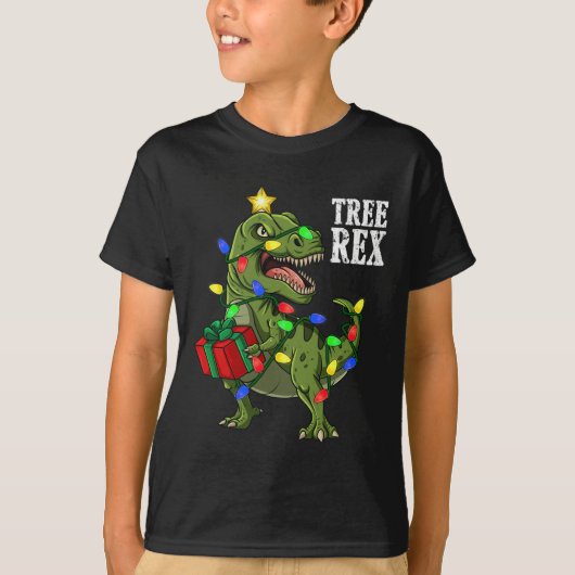 kerstdinosaurusboom Rex boys Girls Kinder Xmas G T-shirt (Voorkant)